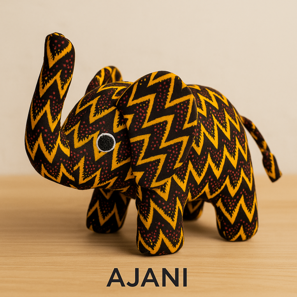 Peluche éléphant en tissu multicolore, cousue main pour bébés