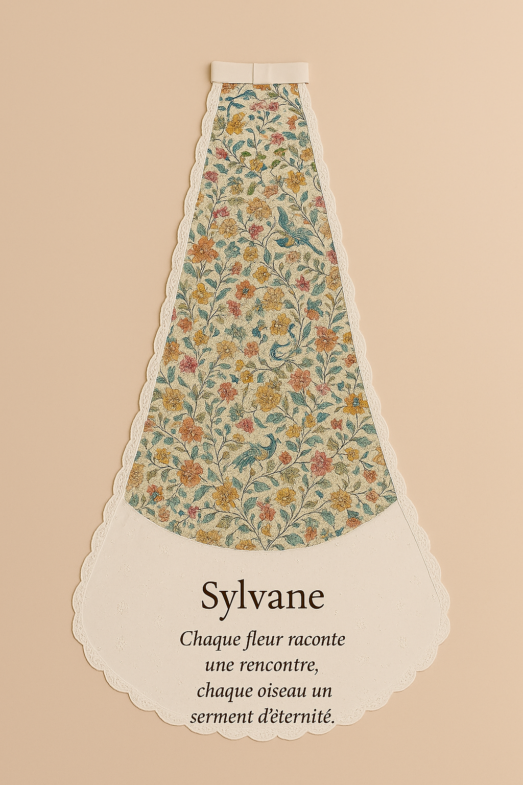 Pans amovibles élégantes et symboliques, qui se fixent par des passants discrets sur une robe simple, un tailleur ou une ceinture fine.