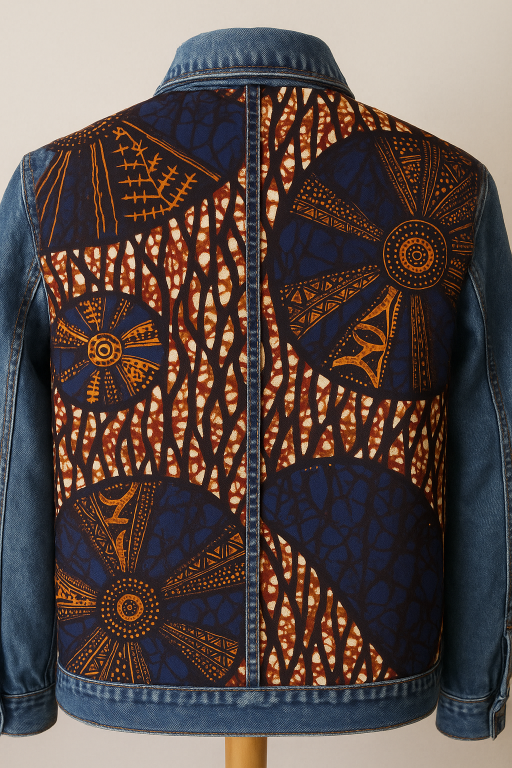 Veste en jean bleue / Wax 