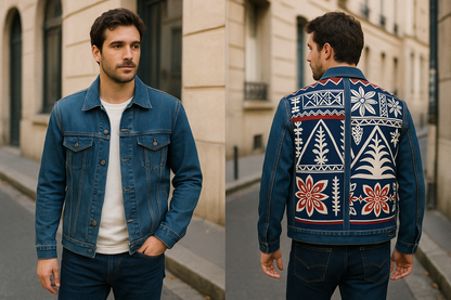 Veste en jean bleue / tapas