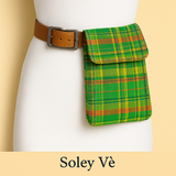  Pochette ceinture en wax et madras, motif floral , ceinture amovible