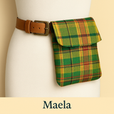  Pochette ceinture en wax et madras, motif floral , ceinture amovible