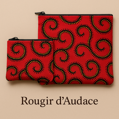 Chaque duo se compose de deux pochettes zippées assorties, pensées pour accompagner vos gestes du quotidien avec beauté et simplicité : trousse de maquillage, pochette de sac, organiseur de voyage ou accessoire de sortie.