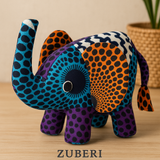 Peluche éléphant en tissu  multicolore, cousue main pour bébés 