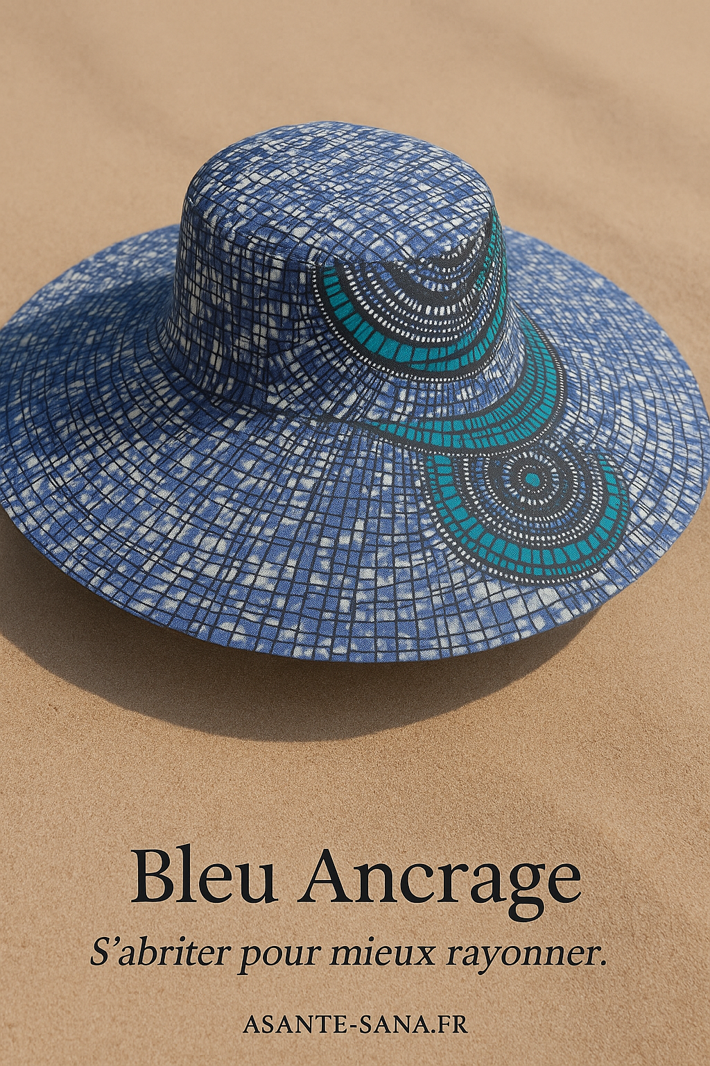 (Évoque à la fois l’ombre protectrice du chapeau et l’intensité des couleurs et des cultures qu’il incarne. Élégant, évocateur, et fort visuellement.)