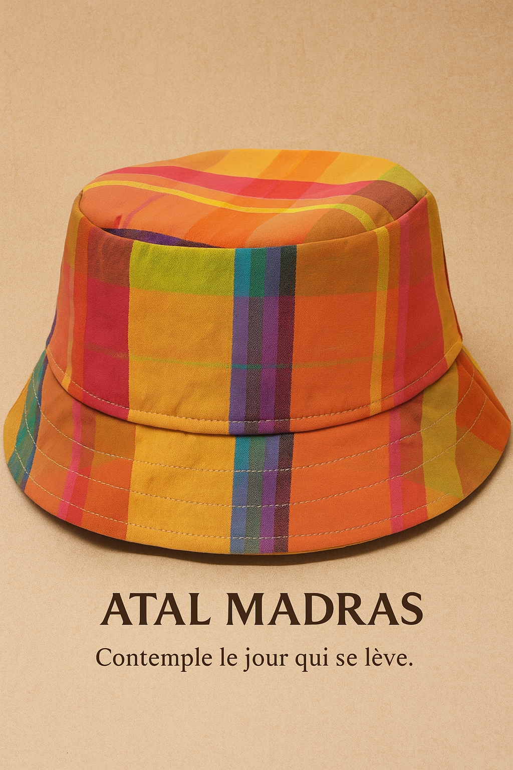 Le bob Créole d’Horizon est une pièce artisanale cousue main dans du véritable madras, tissu emblématique des Antilles