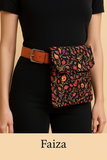  Pochette ceinture en wax et madras, motif floral , ceinture amovible