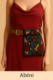  Pochette ceinture en wax et madras, motif floral , ceinture amovible
