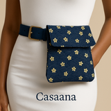  Pochette ceinture en wax et madras, motif floral , ceinture amovible