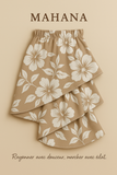 Jupe asymétrique en tissu wax fleuri et coton blanc, volantée, collection Tombé Juste 