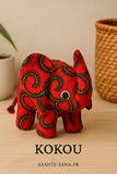 Peluche éléphant en tissu  multicolore, cousue main pour bébés 