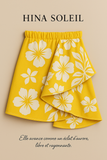 Jupe asymétrique en tissu wax fleuri et coton blanc, volantée, collection Tombé Juste 
