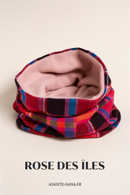  Snood en tissu et polaire, accessoire tour de cou coloré cousu main 