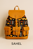 Explorez l’âme du voyage avec la collection Terres d’Ancrage, des sacs à dos en cuir véritable sublimés par des tissus traditionnels venus d’Afrique.