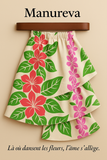  Jupe asymétrique en tissu wax fleuri et coton blanc, volantée, collection Tombé Juste 