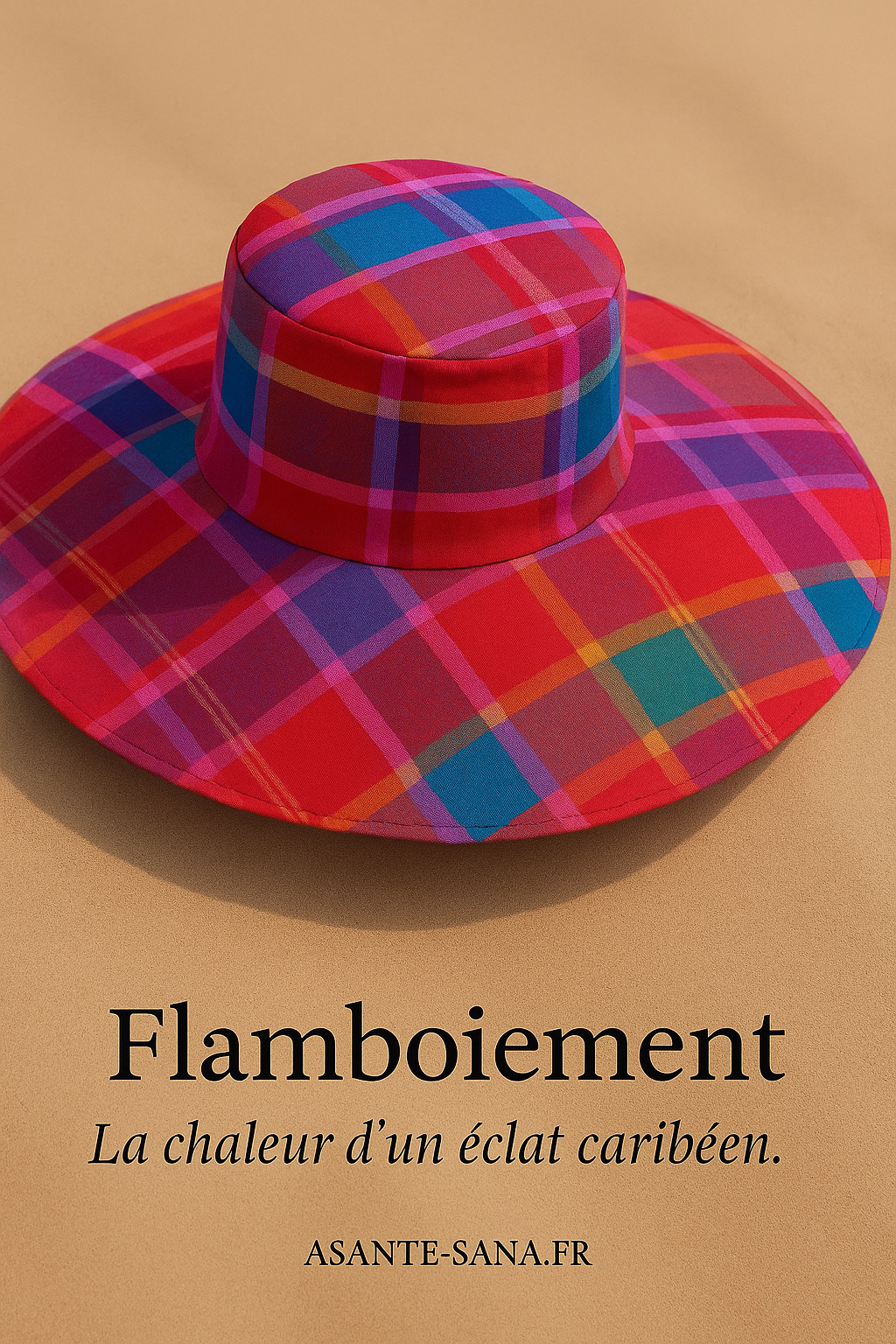 (Évoque à la fois l’ombre protectrice du chapeau et l’intensité des couleurs et des cultures qu’il incarne. Élégant, évocateur, et fort visuellement.)
